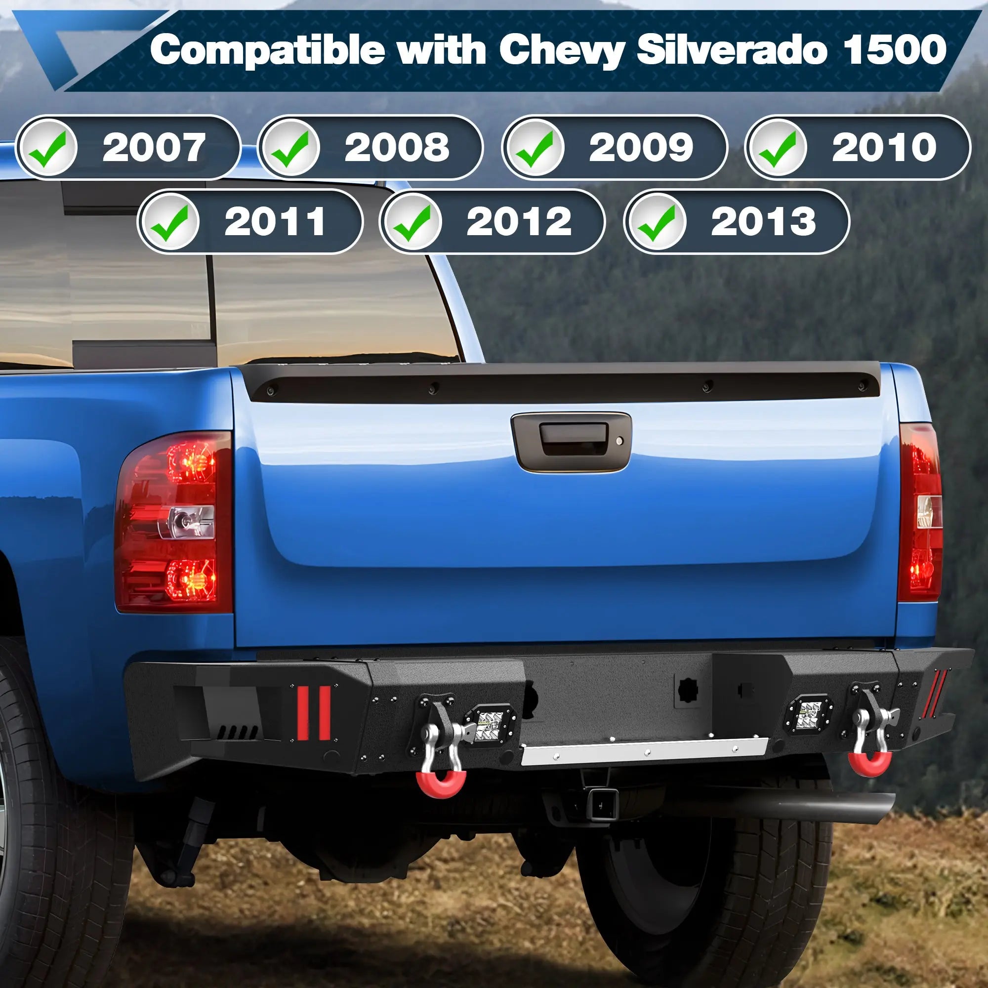 POFENZE Silverado 1500 Front Bumper and Rear Bumper Set for 2007-2013 Chevy Silverado 1500 Pickup Truck with Winch Plate - POFENZE