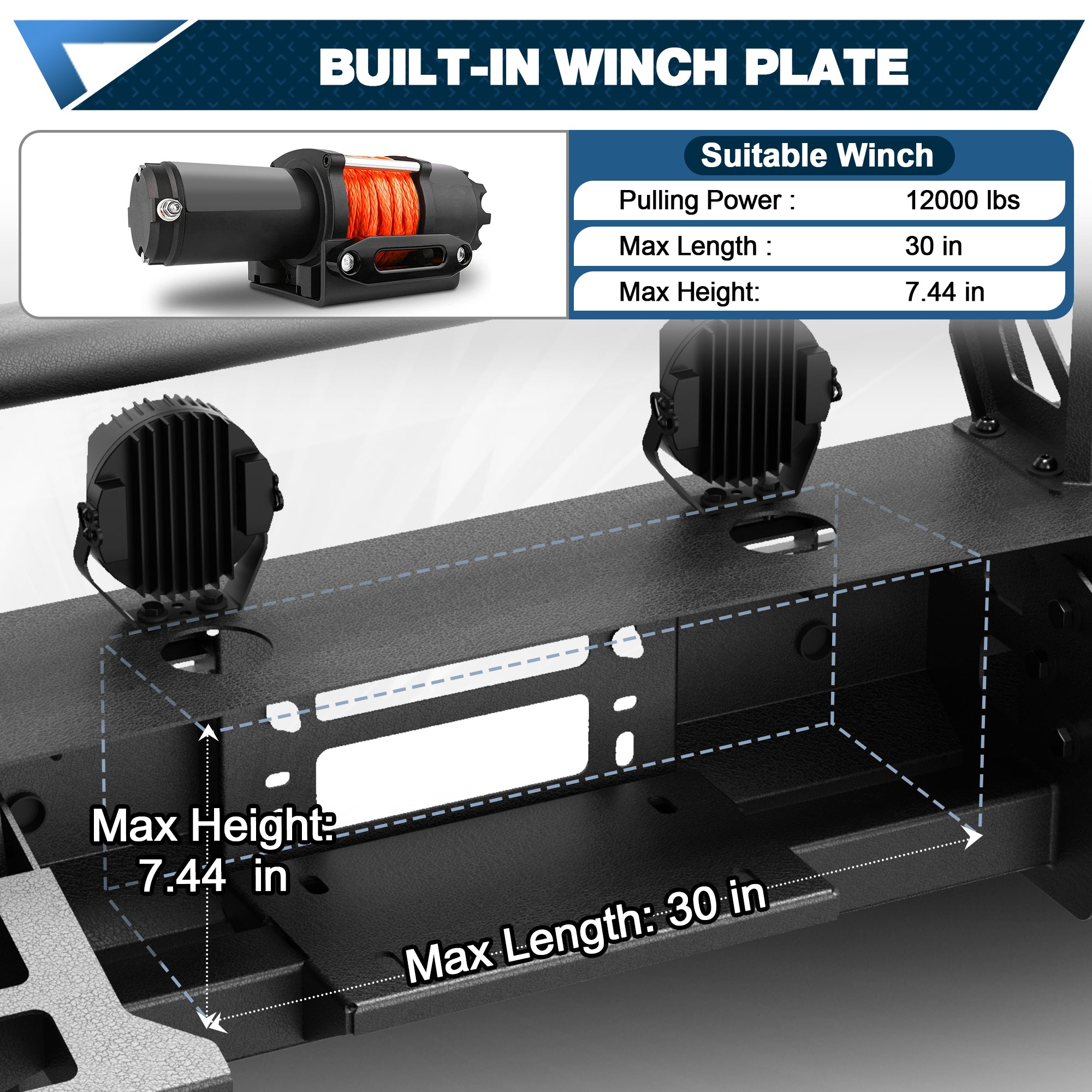 POFENZE Tacoma Front Bumper with Grille Guard for 2016-2023 Toyota Tacoma 3rd Gen POFENZE 