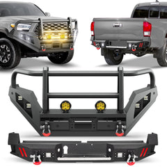 POFENZE Tacoma Front and Rear Bumper Set with Grille Guard for 2016-2023 Toyota Tacoma POFENZE 