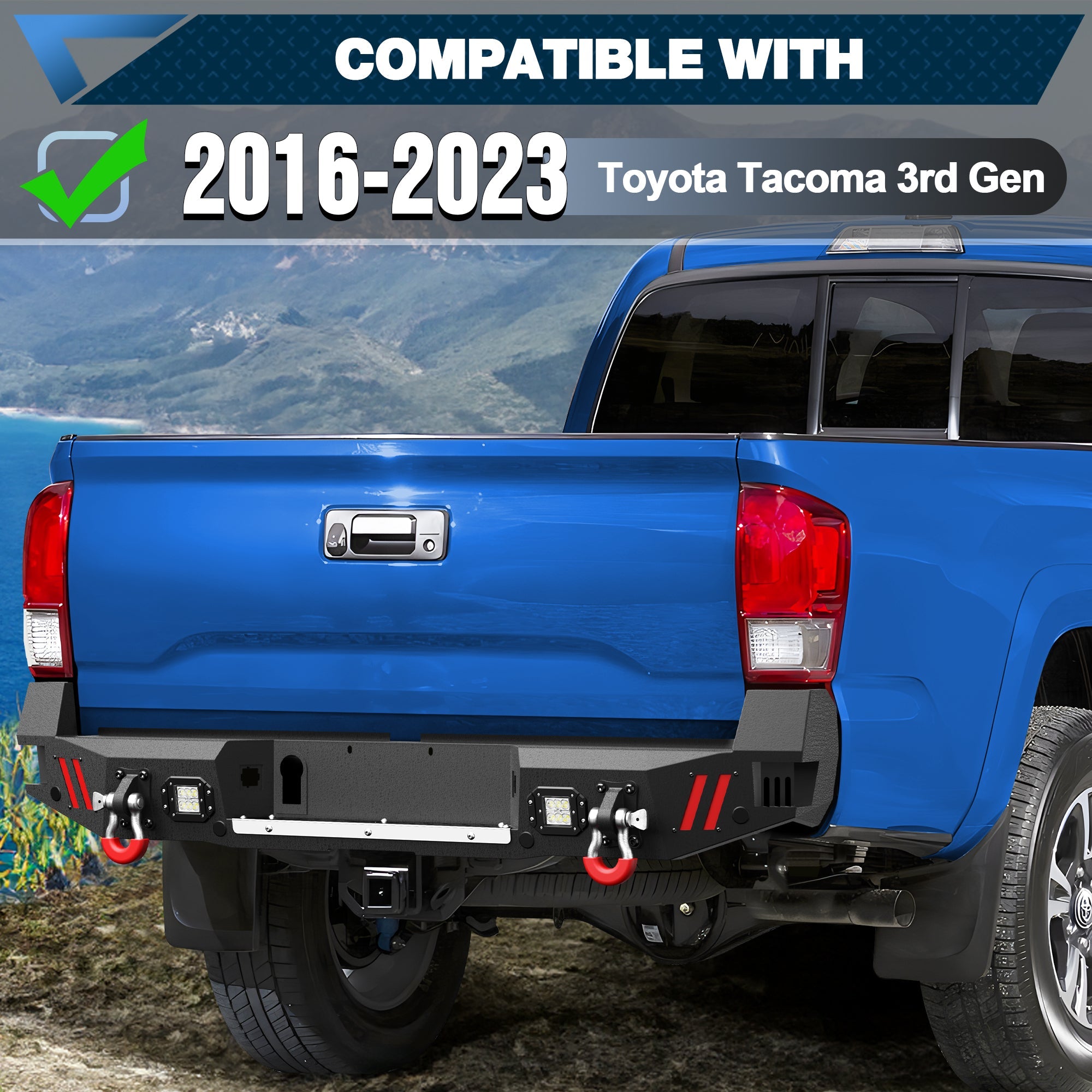 POFENZE Tacoma Front and Rear Bumper Set with Grille Guard for 2016-2023 Toyota Tacoma POFENZE 