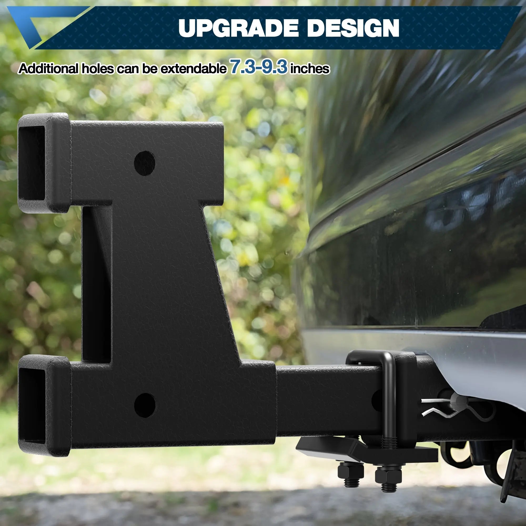 POFENZE Trailer Hitch for 2 Inch Receiver Adjustable 7.3"-9.3" Extension with Hitch Receiver with 5/8 inch Bolt Nut Clip 4000 lbs Matte Black POFENZE