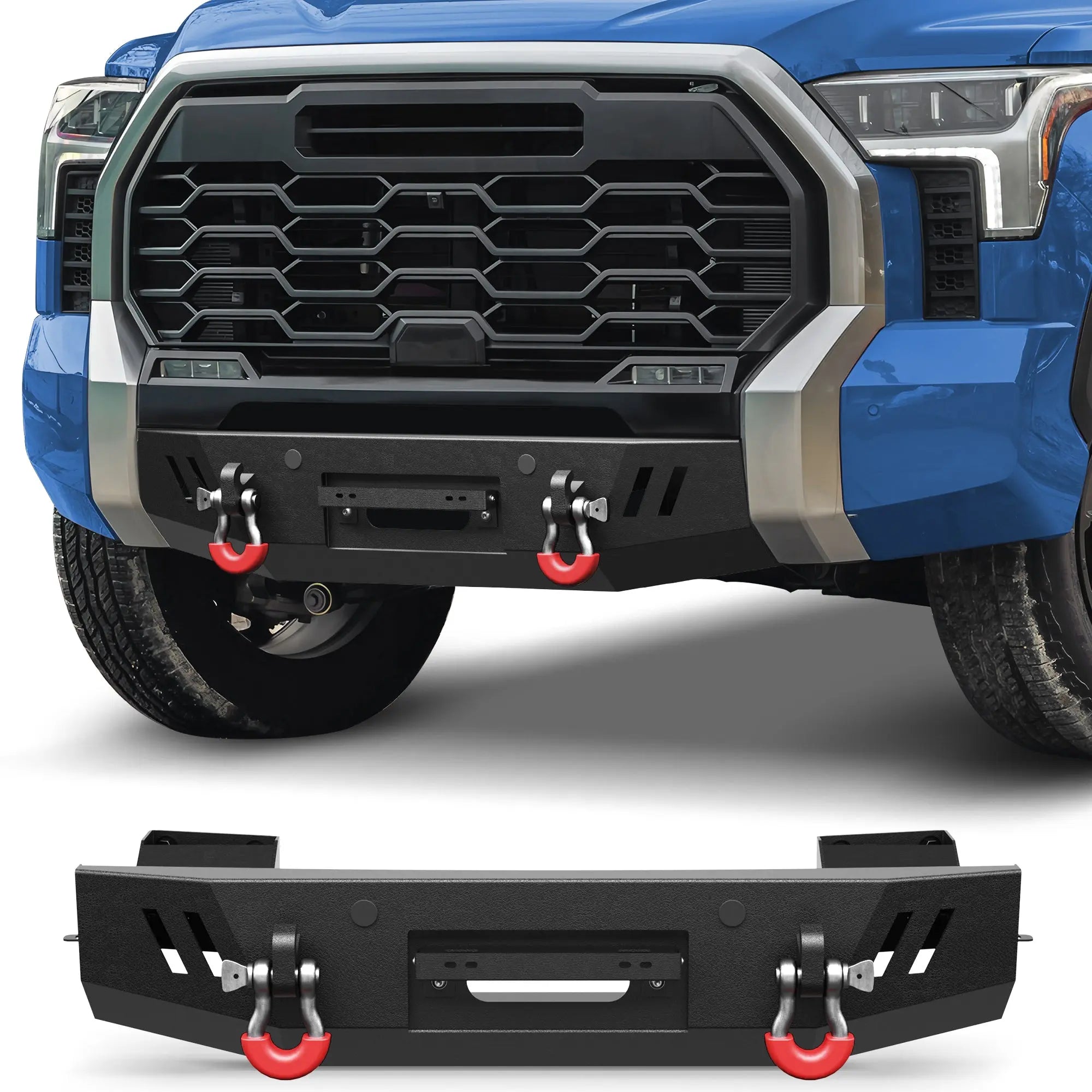 POFENZE for 2022 2023 2024 2025 Toyota Tundra Front Bumper Heavy Duty Steel Bumper with Winch Plate POFENZE