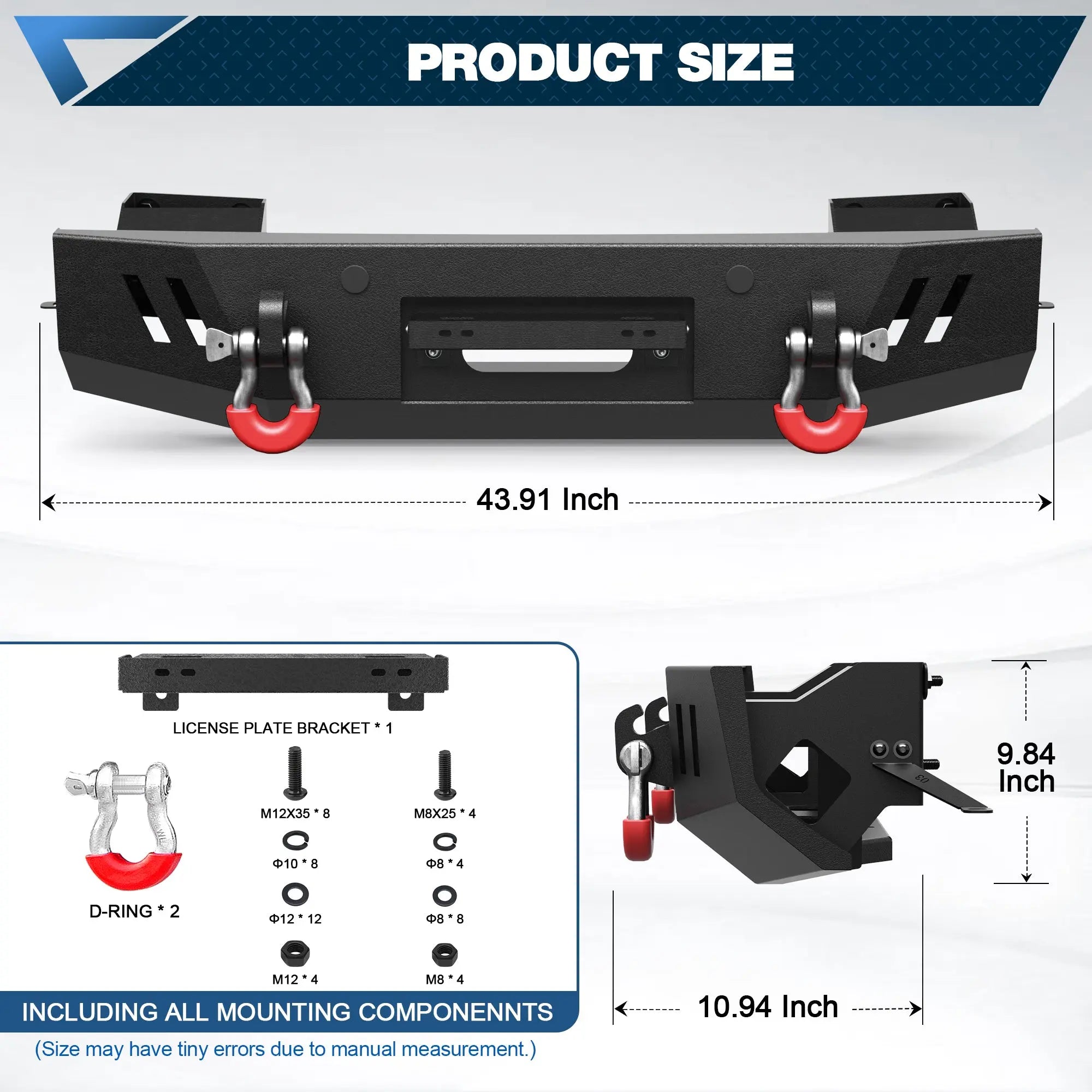 POFENZE for 2022 2023 2024 2025 Toyota Tundra Front Bumper Heavy Duty Steel Bumper with Winch Plate POFENZE