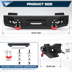 POFENZE for 2022 2023 2024 2025 Toyota Tundra Front Bumper Heavy Duty Steel Bumper with Winch Plate POFENZE
