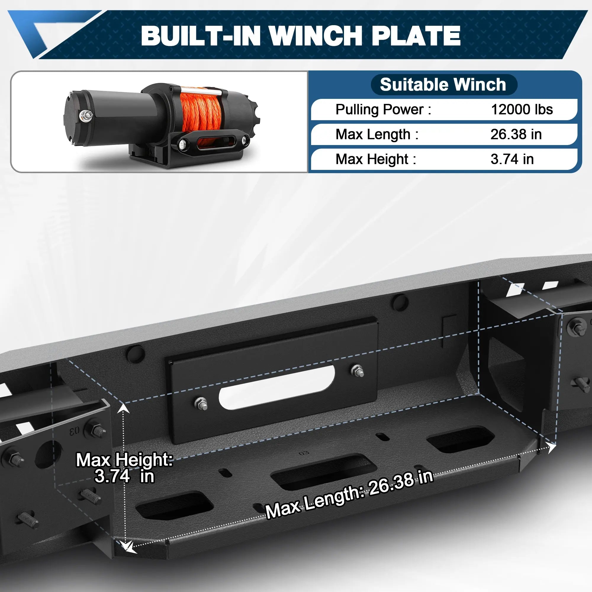 POFENZE for 2022 2023 2024 2025 Toyota Tundra Front Bumper Heavy Duty Steel Bumper with Winch Plate POFENZE