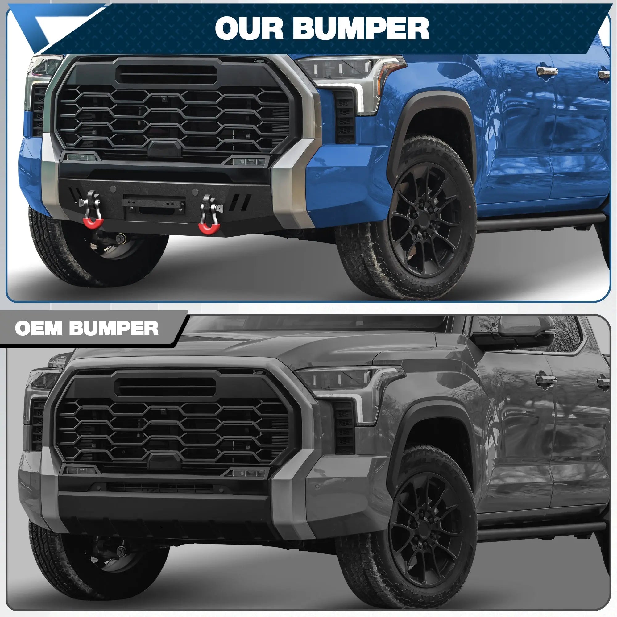 POFENZE for 2022 2023 2024 2025 Toyota Tundra Front Bumper Heavy Duty Steel Bumper with Winch Plate POFENZE