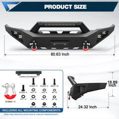Pickup Truck Front Bumper Compatible with 2015-2019 Chevy Silverado 2500 3500 HD Off-Road Bumper Equipped with Winch Plate, Sensor Holes - POFENZE
