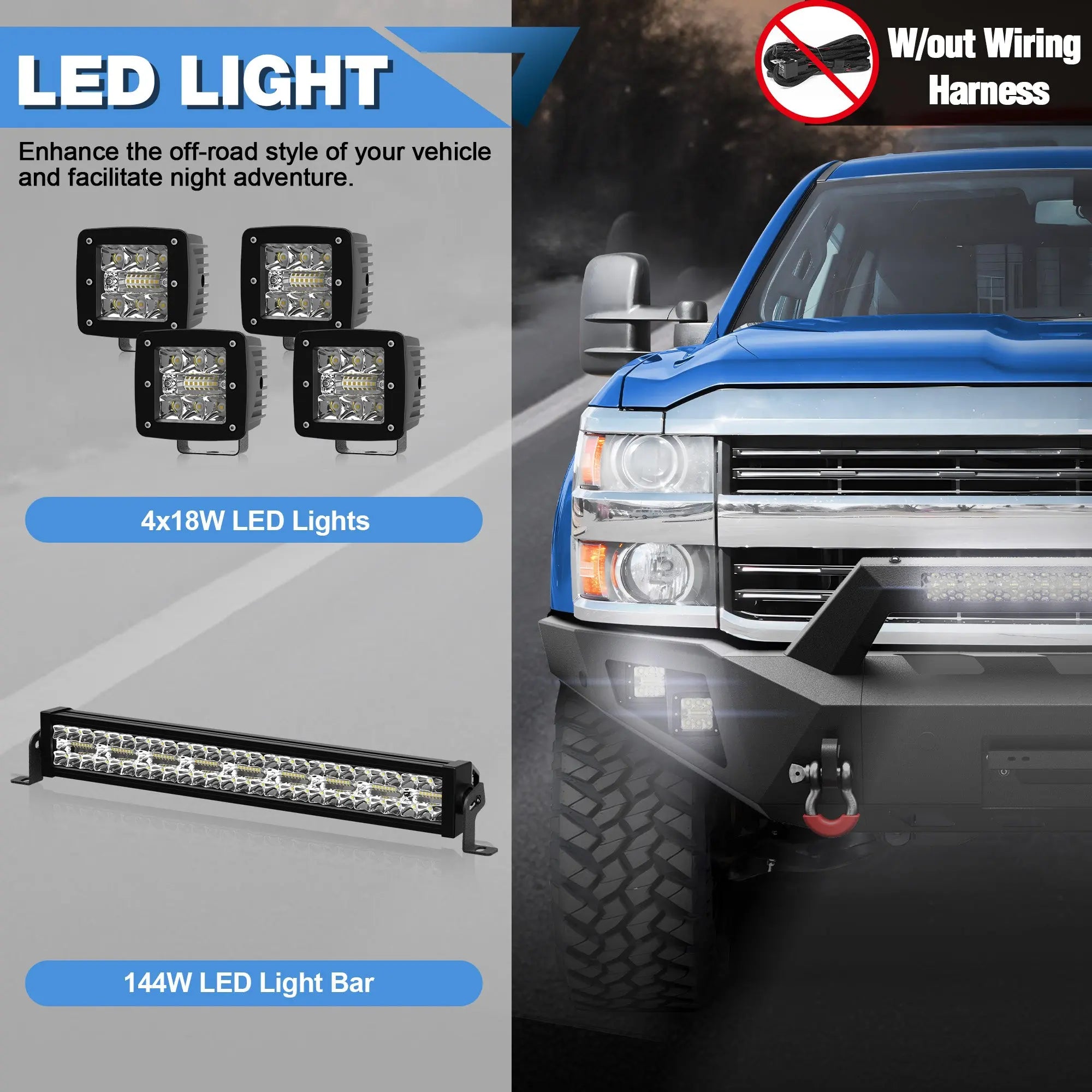 Pickup Truck Front Bumper Compatible with 2015-2019 Chevy Silverado 2500 3500 HD Off-Road Bumper Equipped with Winch Plate, Sensor Holes - POFENZE