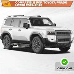 Prado Running Boards Two Raised Side Step Compatible for Toyota Prado LC250 2024-2025, 2 Stairs Step Rails Powder Coated Black Carbon Steel Nerf Bars POFENZE