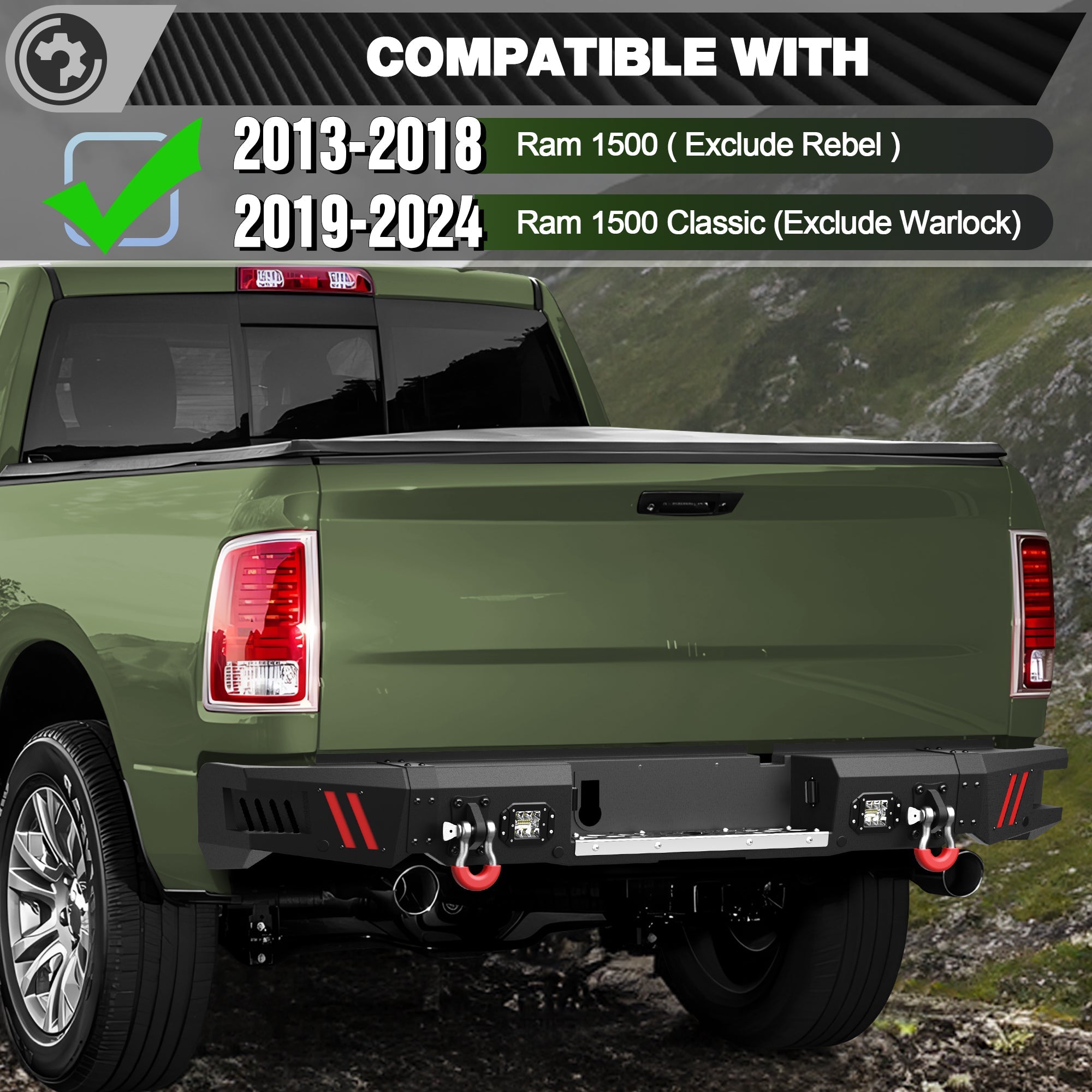 Dodge Ram 1500 complete bumper kit bolt-on installation, no cutting or welding required