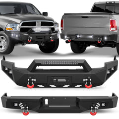 Ram 1500 Front Bumper and Rear Bumper Set for 2009 2010 2011 2012 Ram 1500 with Winch Plate - POFENZE