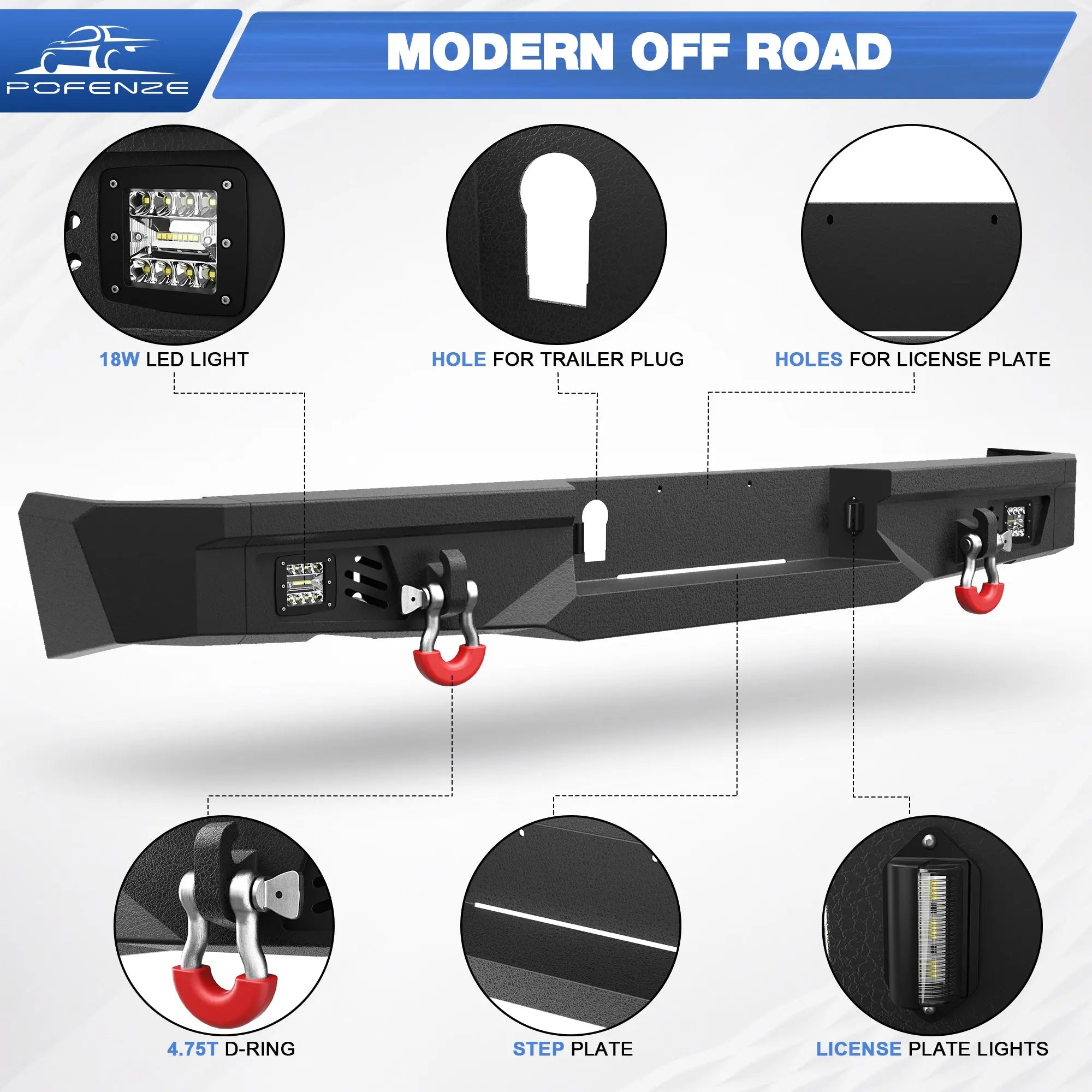 Ram 1500 Front Bumper and Rear Bumper Set for 2009 2010 2011 2012 Ram 1500 with Winch Plate - POFENZE