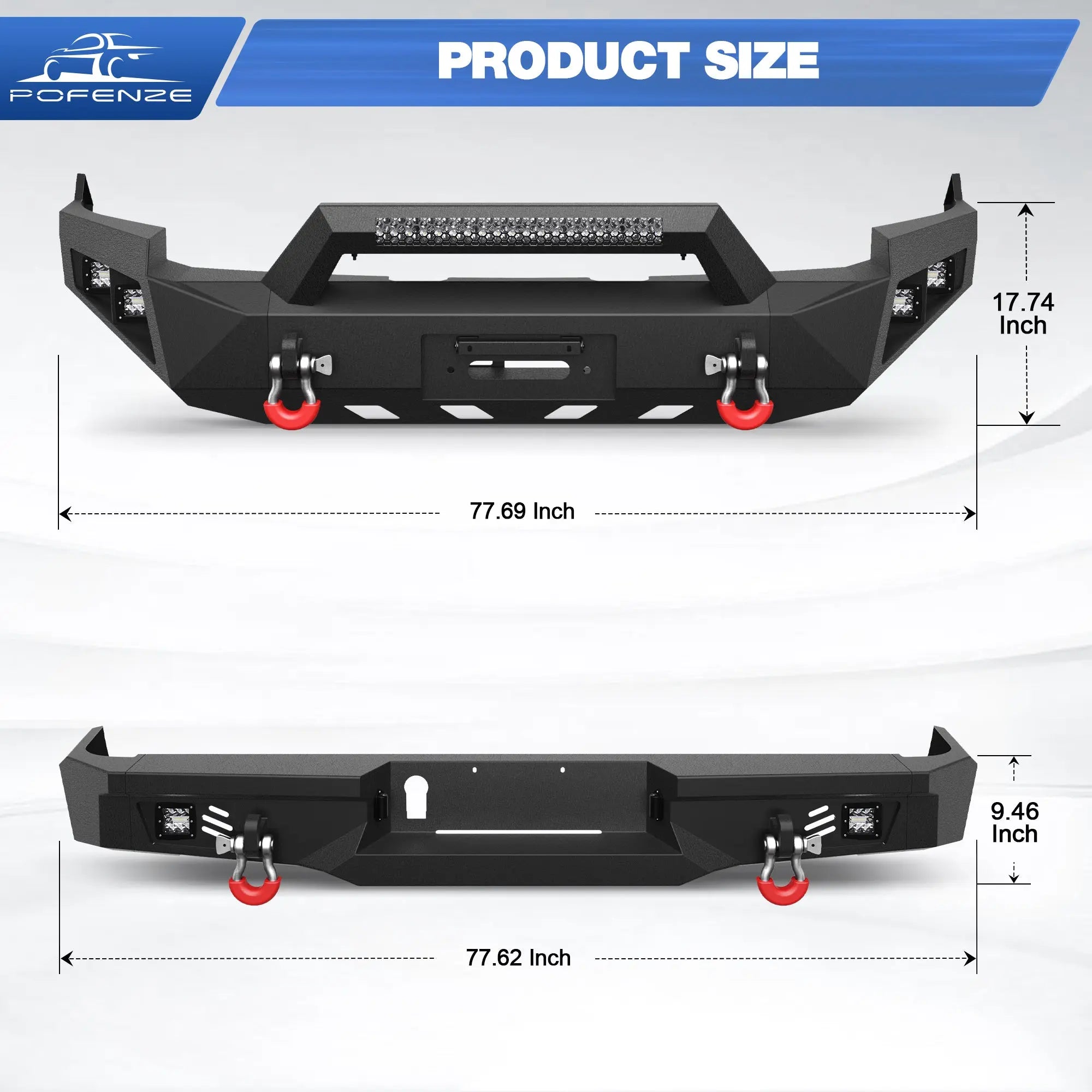 Ram 1500 Front Bumper and Rear Bumper Set for 2009 2010 2011 2012 Ram 1500 with Winch Plate - POFENZE