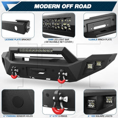 Ram 1500 Front Bumper for 2006-2008 Ram 1500 Pickup, w/Winch Plate, LED Lights, D-rings and License Plate Bracket POFENZE