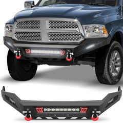 Ram 1500 Front Bumper for 2013-2018 Ram 1500 (Exclude Rebel) and 2019-2024 Ram 1500 Classic Only, w/LED Lights, D-rings and License Plate Bracket POFENZE