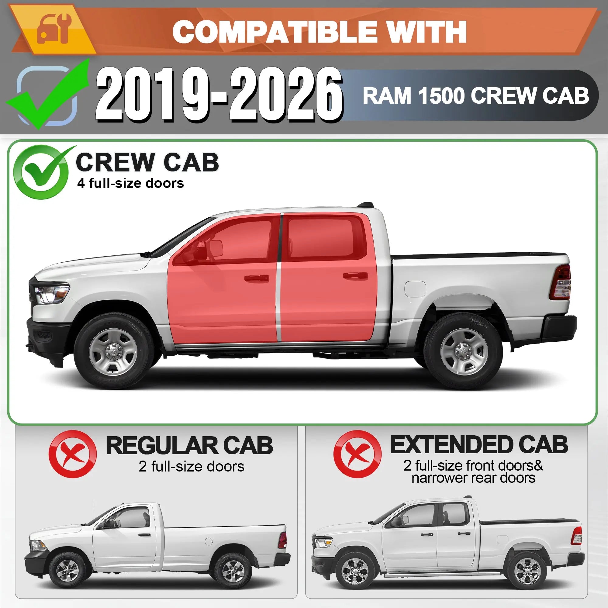 Ram 1500 Running Boards Side Steps Compatible with 2019-2025 Dodge Ram 1500 Crew Cab Bolt-on Nerf Bar Step Bars - POFENZE