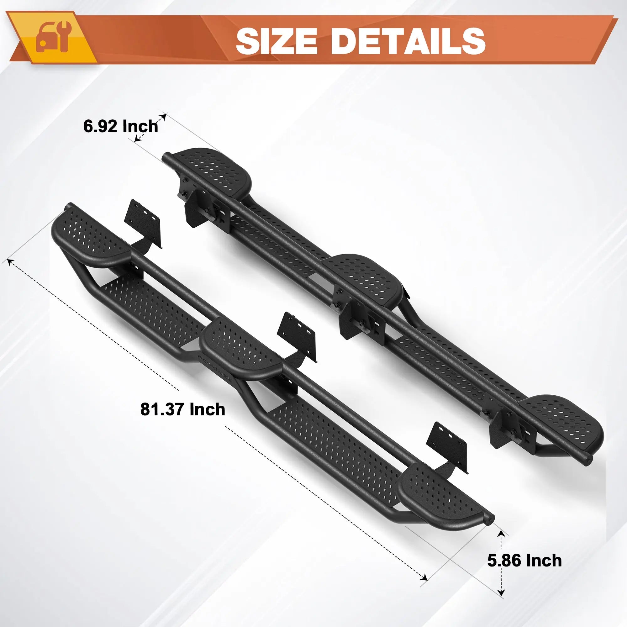 Ram 1500 Running Boards Side Steps Compatible with 2019-2025 Dodge Ram 1500 Crew Cab Bolt-on Nerf Bar Step Bars - POFENZE