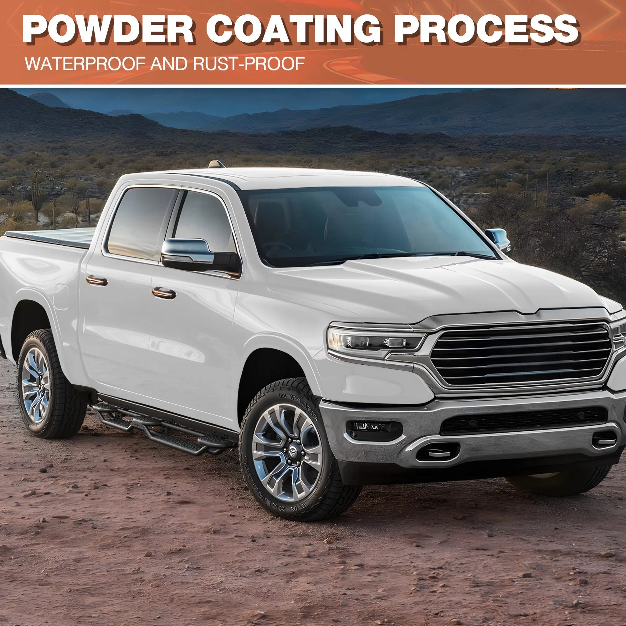 Ram 1500 Running Boards Side Steps Compatible with 2019-2025 Dodge Ram 1500 Crew Cab Bolt-on Nerf Bar Step Bars - POFENZE