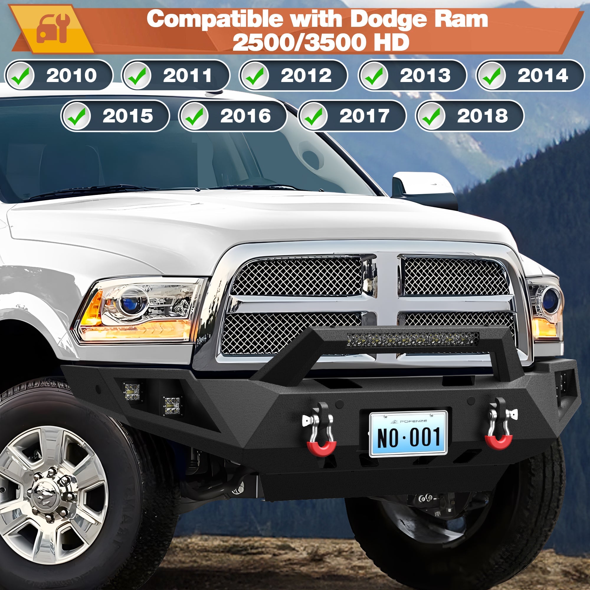 Ram 2500 Front Bumper for 2010-2018 Dodge Ram 2500/3500 Pickup Truck POFENZE 