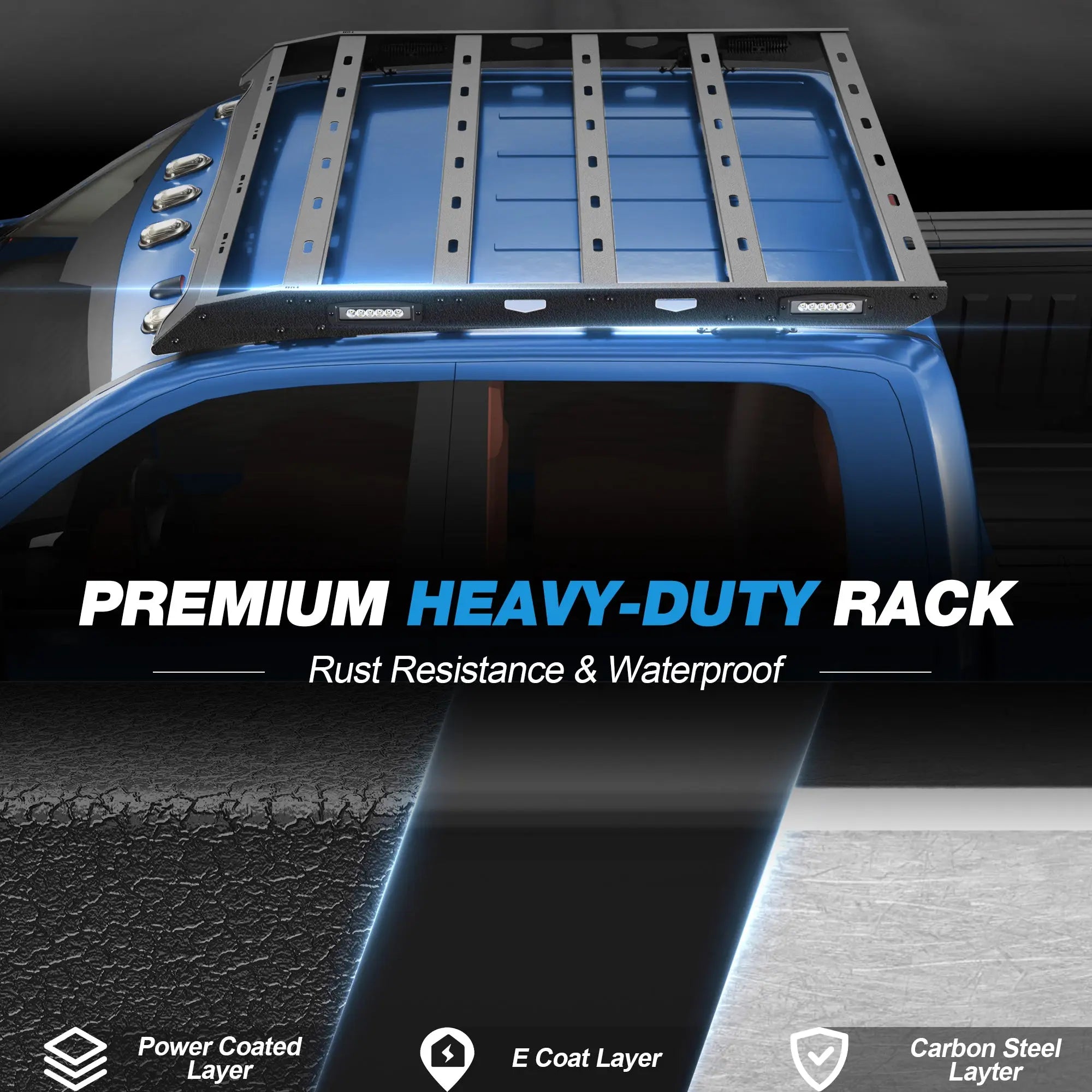 Ram 2500 Roof Rack for 2010-2018 Ram 2500 Crew Cab Overlanding Rooftop Crossbar Cargo Basket Carrier - POFENZE