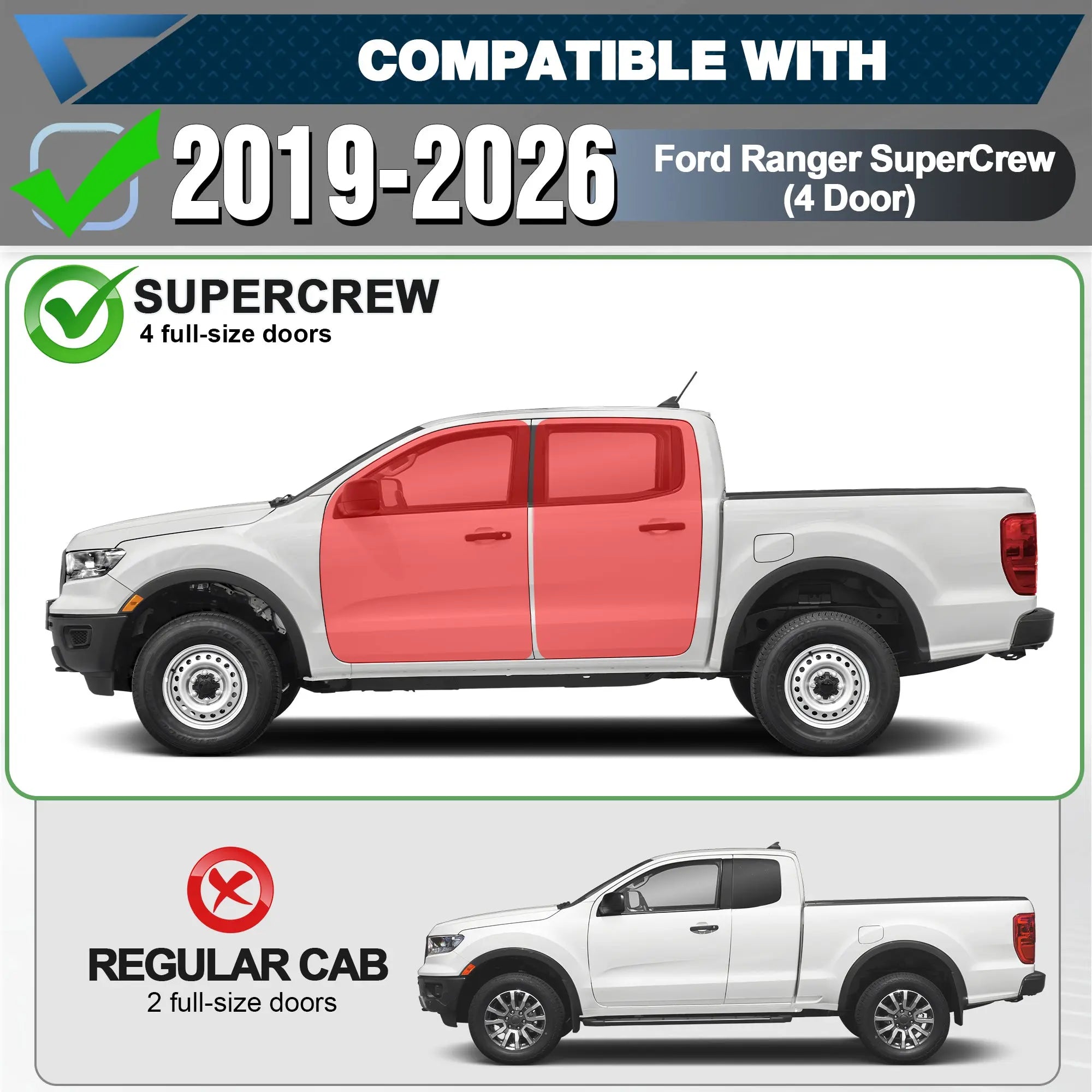 Ranger Running Boards Side Steps Fit 2019-2026 Ford Ranger POFENZE 