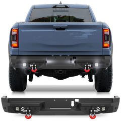 Rear Bumper Compatible with Ram 1500 2021-2024 Textured Black Pickup Truck Bumper for Ram 1500 POFENZE