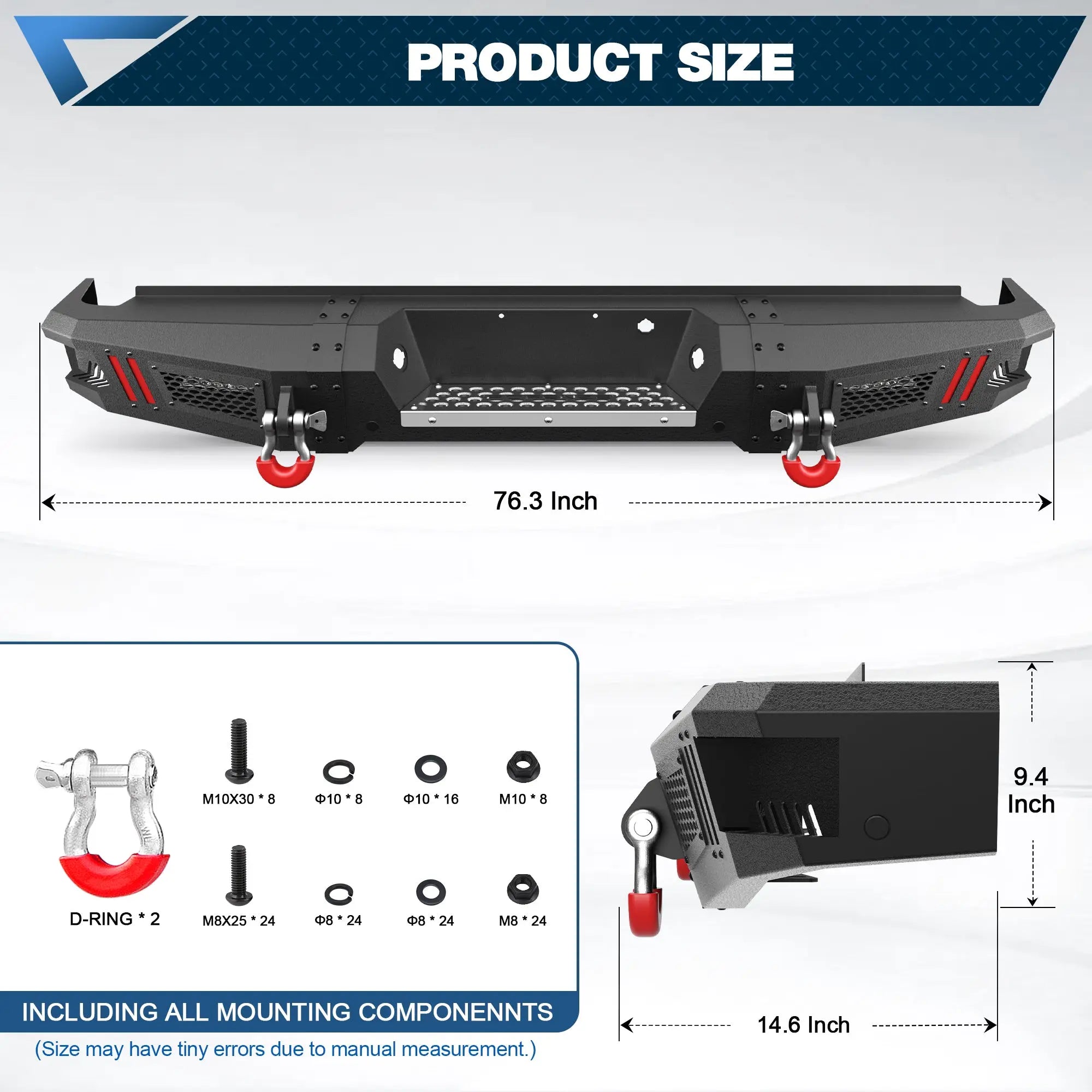 Rear Bumper Fit for Ford F-150 2009-2014, Textured Black Pickup Truck F150 Bumper (Excluding Raptor) POFENZE