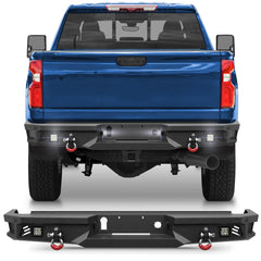 Rear Bumper Full Width Offroad Bumper for 2020-2026 Chevy Silverado and GMC Sierra 2500/3500 Trucks POFENZE 