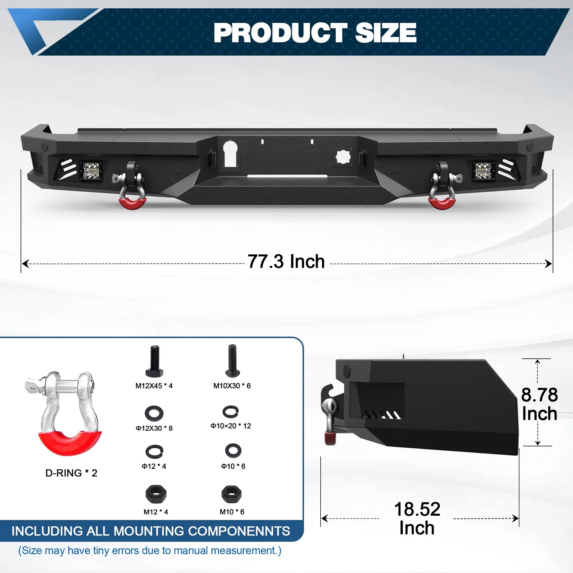 Rear Bumper Full Width Offroad Bumper for 2020-2026 Chevy Silverado and GMC Sierra 2500/3500 Trucks POFENZE 