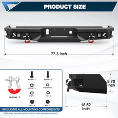 Rear Bumper Full Width Offroad Bumper for 2020-2026 Chevy Silverado and GMC Sierra 2500/3500 Trucks POFENZE 
