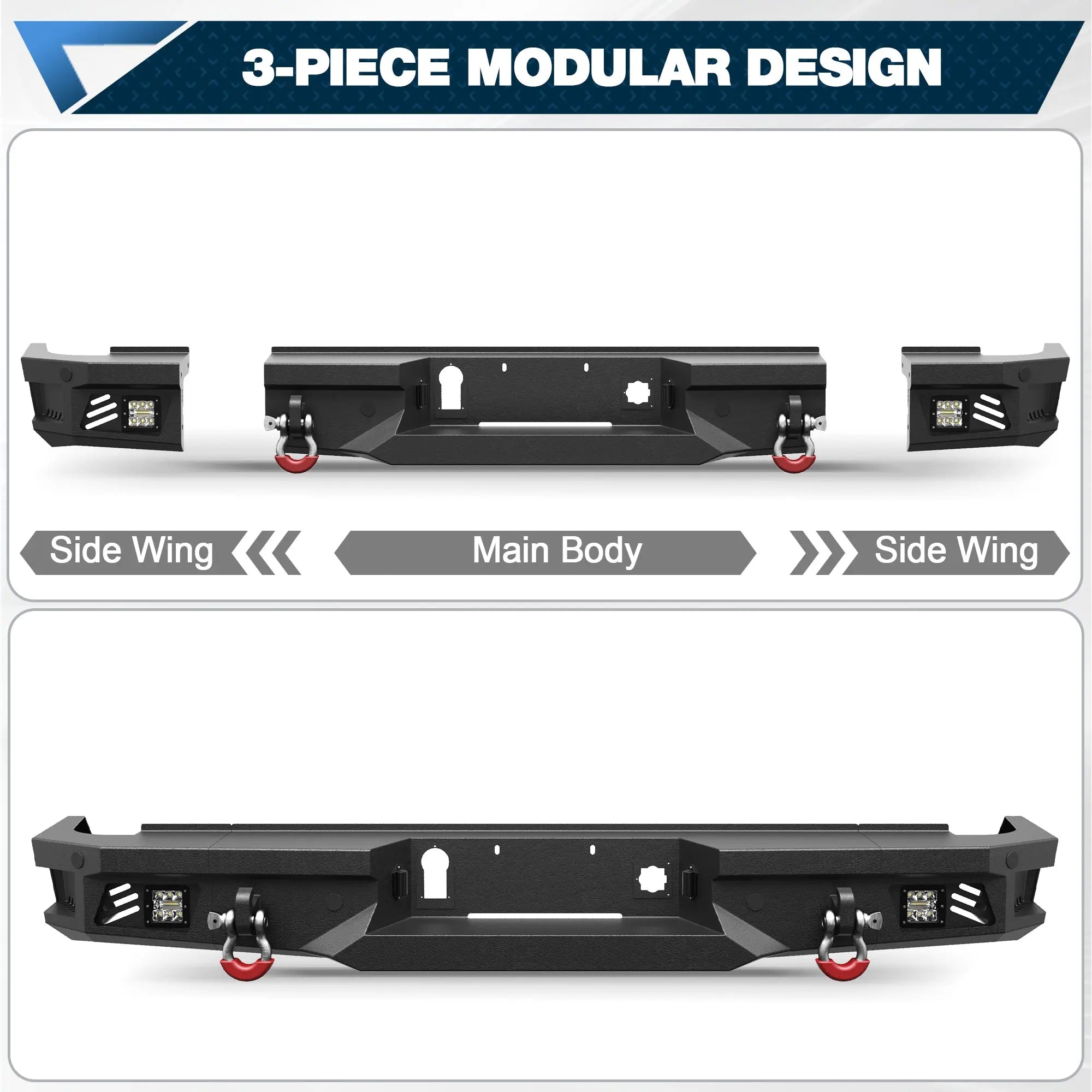 Rear Bumper Full Width Offroad Bumper for 2020-2026 Chevy Silverado and GMC Sierra 2500/3500 Trucks POFENZE 