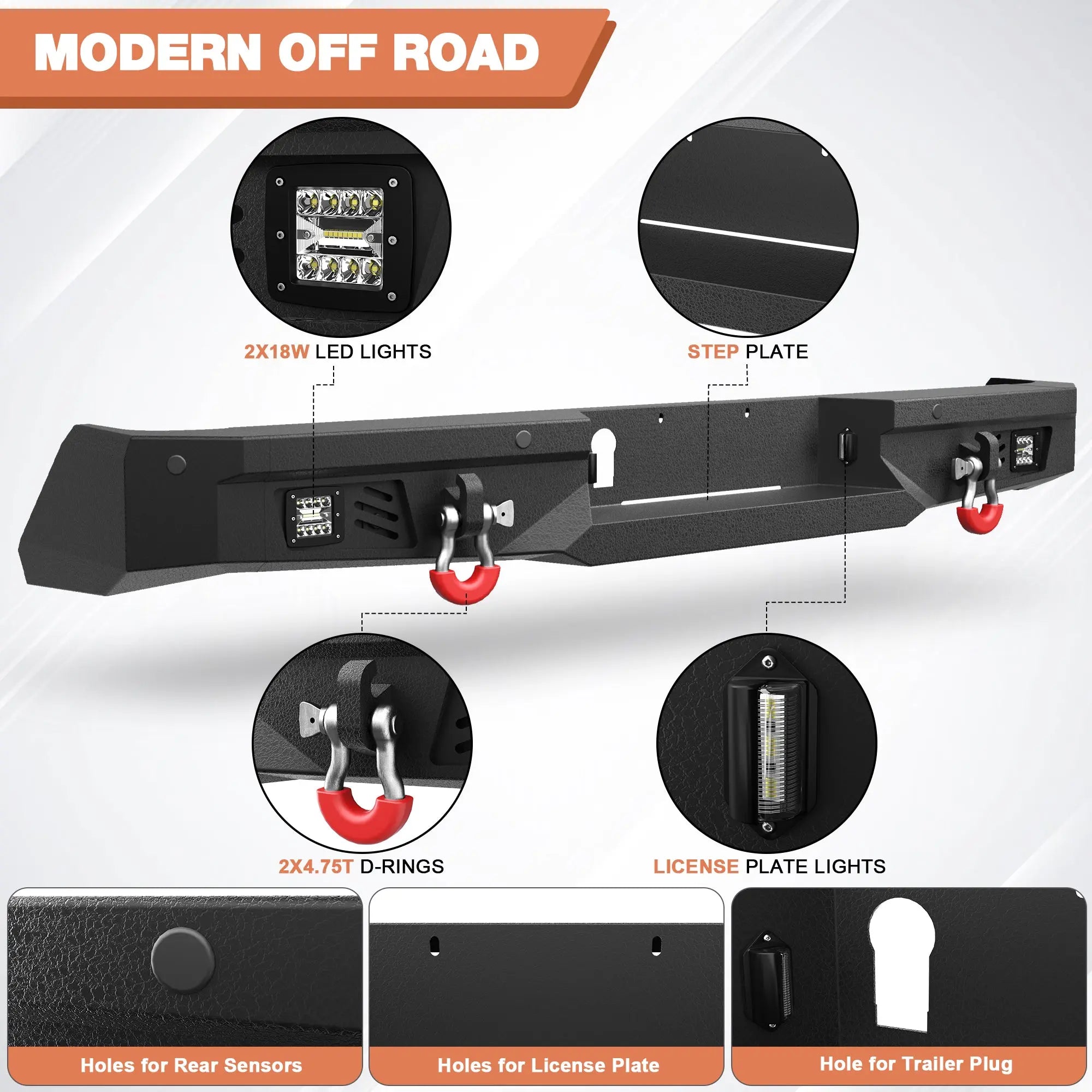 Rear Bumper Full Width for 2014-2021 Tundra POFENZE