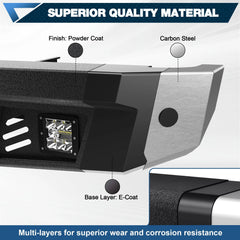 Rear Bumper for 1992-1997 F150 Full Width Offroad Bumper w/Step Plate, 2x18w Lights, D-rings, License Plate Lights for 1992-1997 Ford F150 F250 F350 Pickup Trucks POFENZE