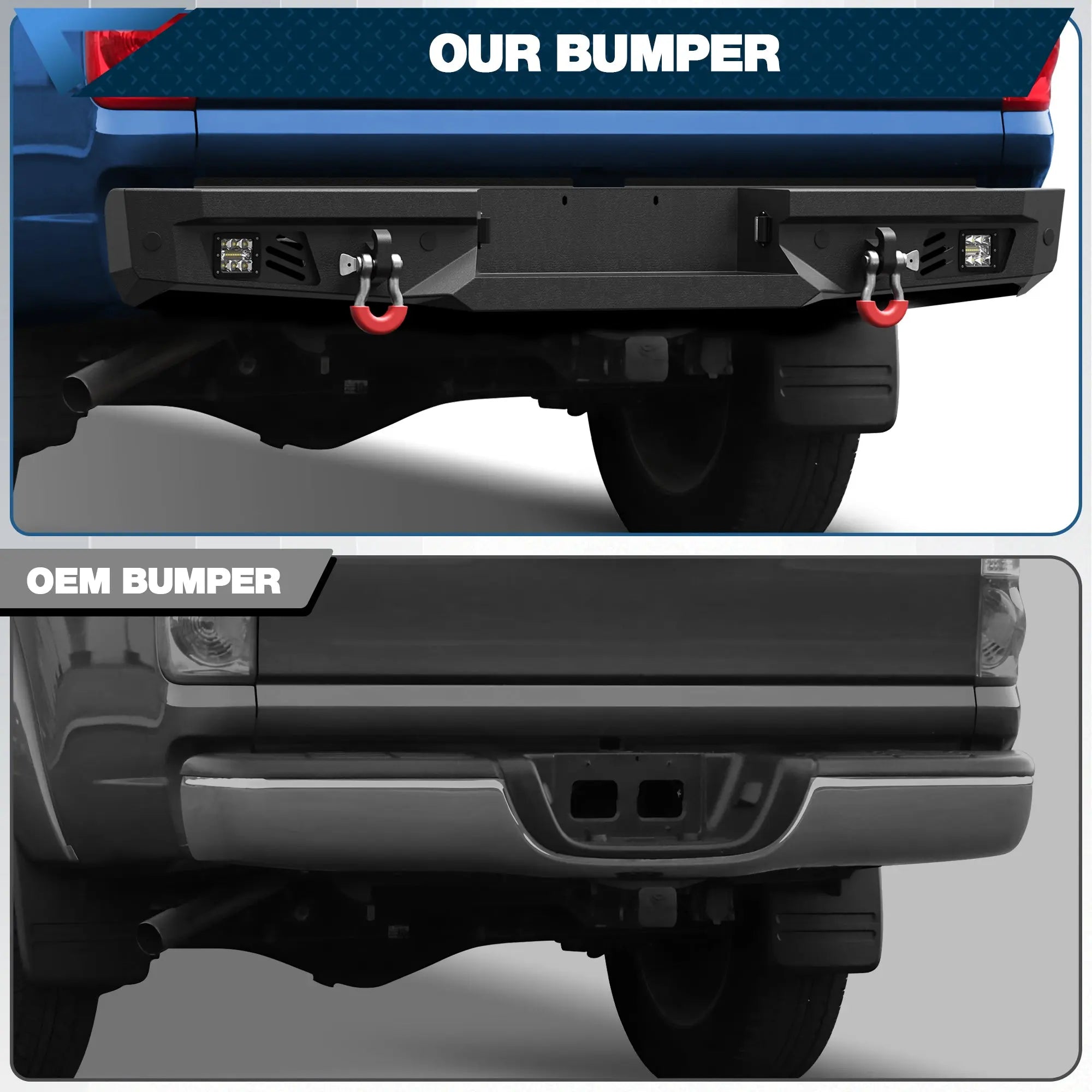 Rear Bumper for 2000-2006 Toyota Tundra Black Pickup Truck Bumper for Tundra w/Step Plate, 2x18w Lights POFENZE