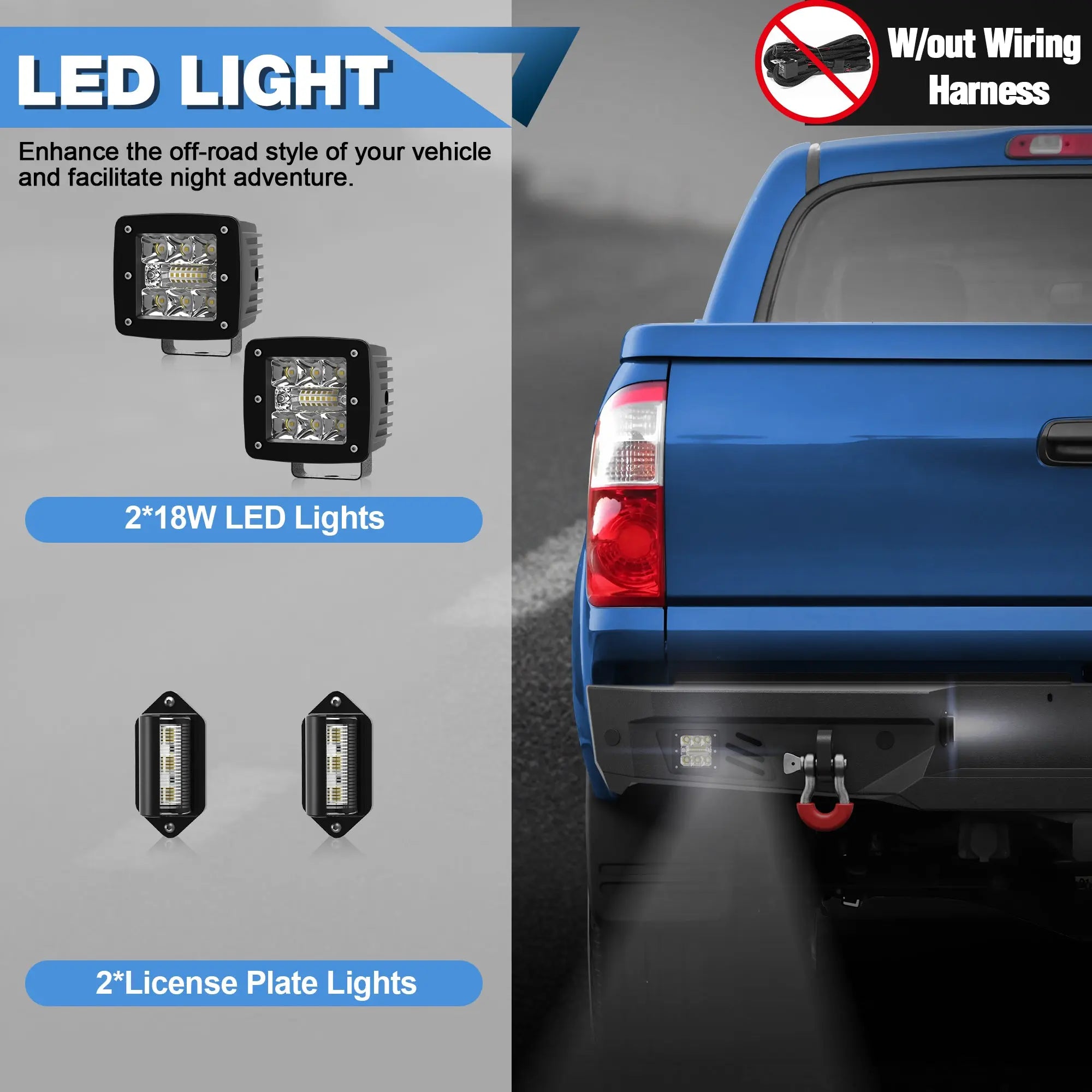 Rear Bumper for 2000-2006 Toyota Tundra Black Pickup Truck Bumper for Tundra w/Step Plate, 2x18w Lights POFENZE