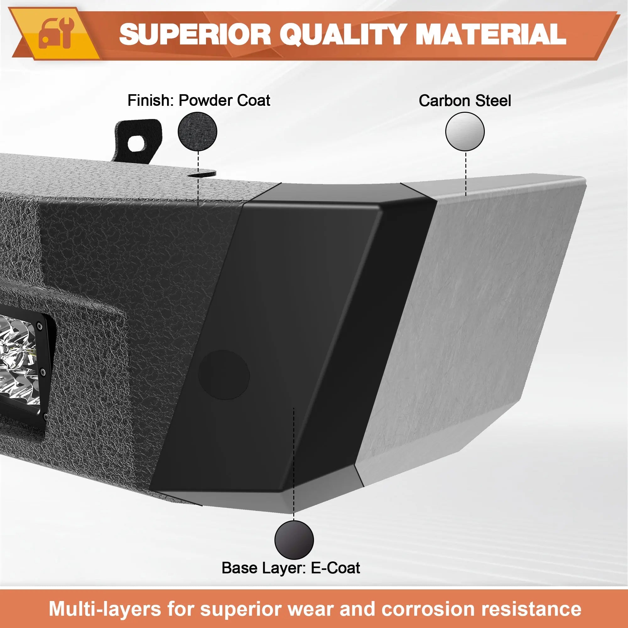 Rear Bumper for 2014 2015 2016 2017 2018 Chevy Silverado 1500 / GMC Sierra 1500 Pickup, Include LED Lights, License Plate Lights and D-rings POFENZE