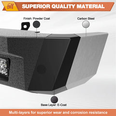 Rear Bumper for 2014 2015 2016 2017 2018 Chevy Silverado 1500 / GMC Sierra 1500 Pickup, Include LED Lights, License Plate Lights and D-rings POFENZE