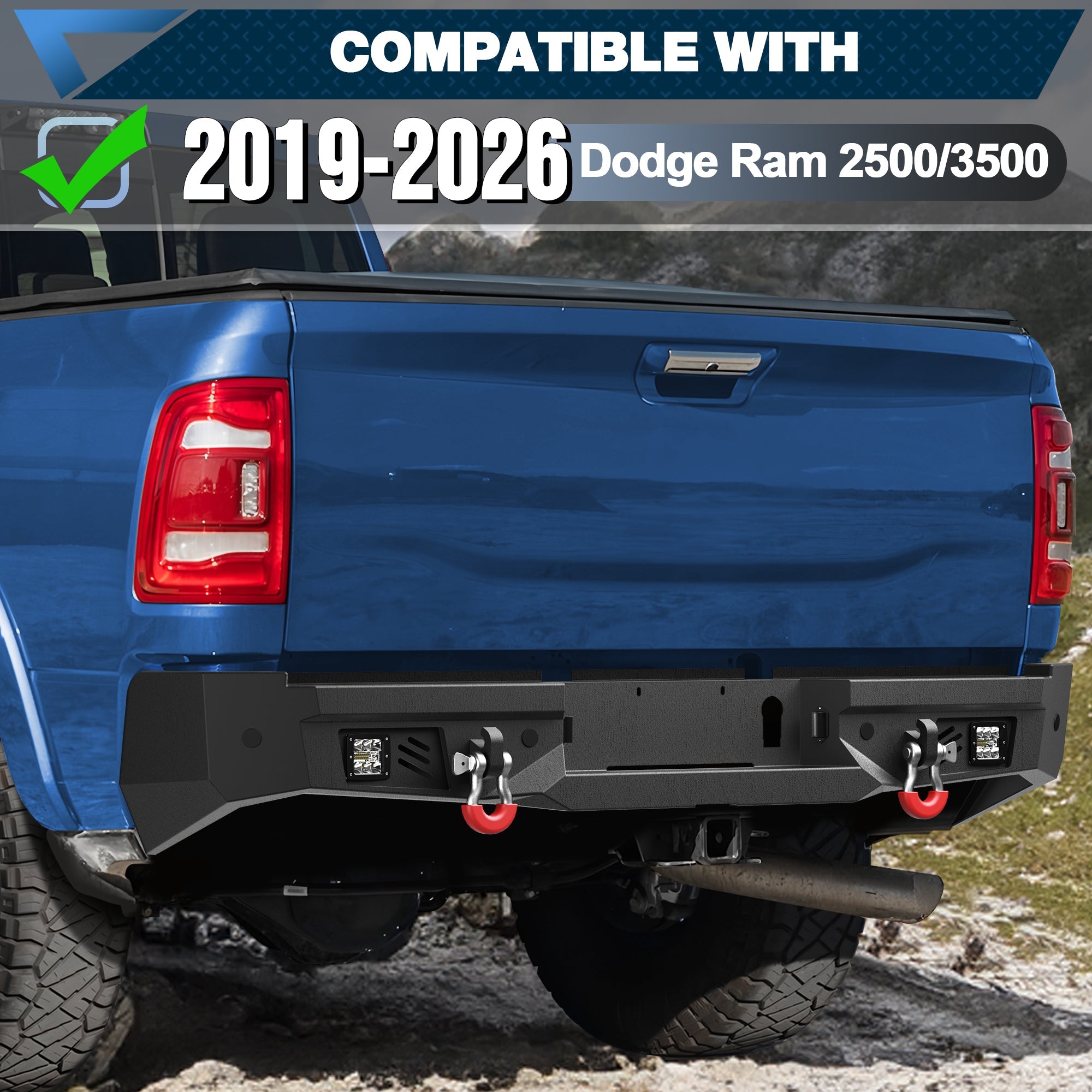 Rear Bumper for 2019-2026 Dodge Ram 2500/3500 Bumper POFENZE 