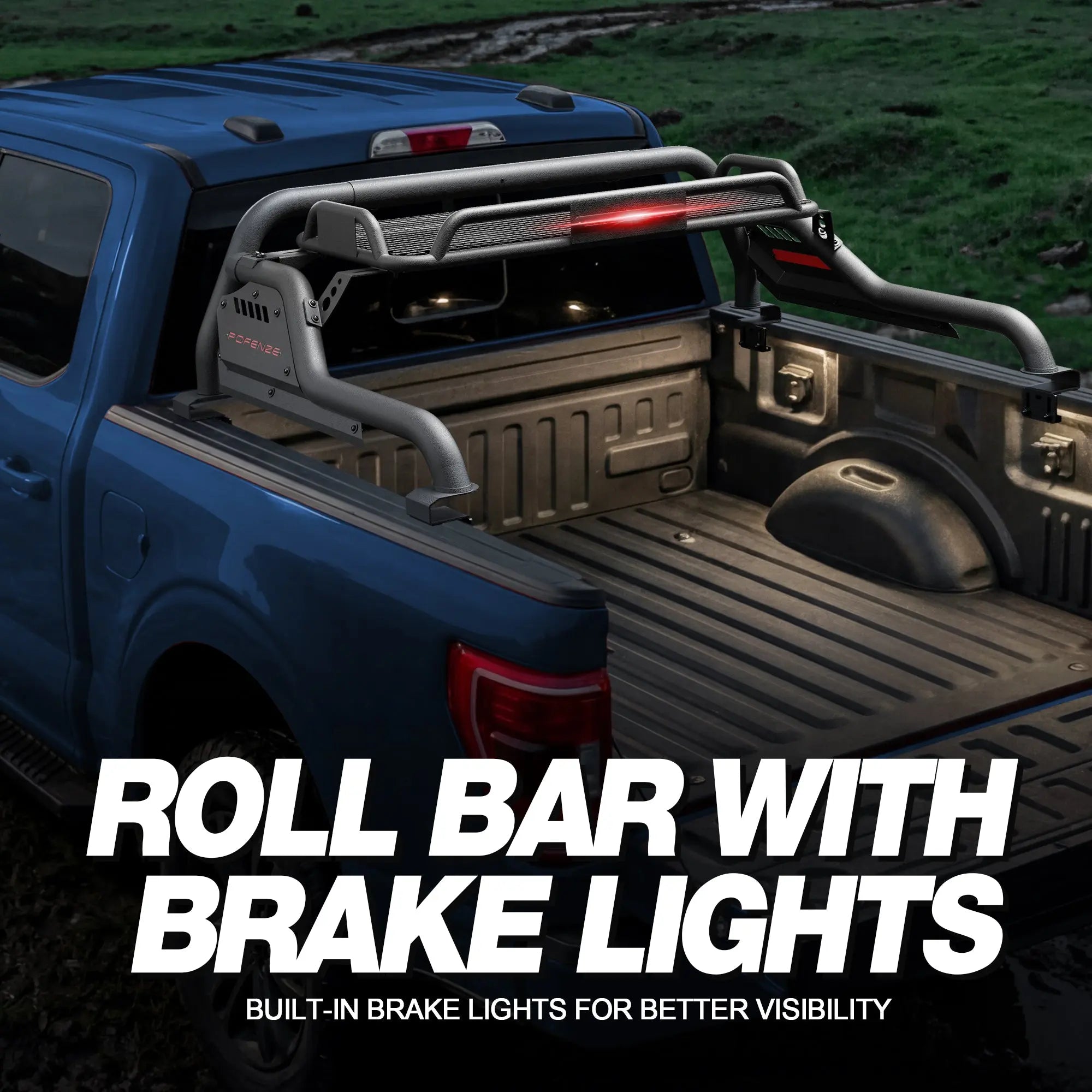 Roll Bar for Full-Size Pickup Truck Headache Racks with Basket Compatible with Ford F150, Silverado 1500, Sierra 1500, Ram 1500, Titan, Tundra POFENZE 