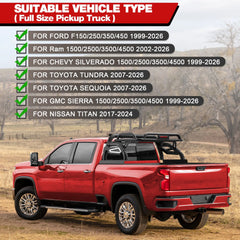 Truck Roll Bar for Full-Size Pickup Trucks with Cargo Carrier Basket | Adjustable Heavy Duty Steel Sport Bar