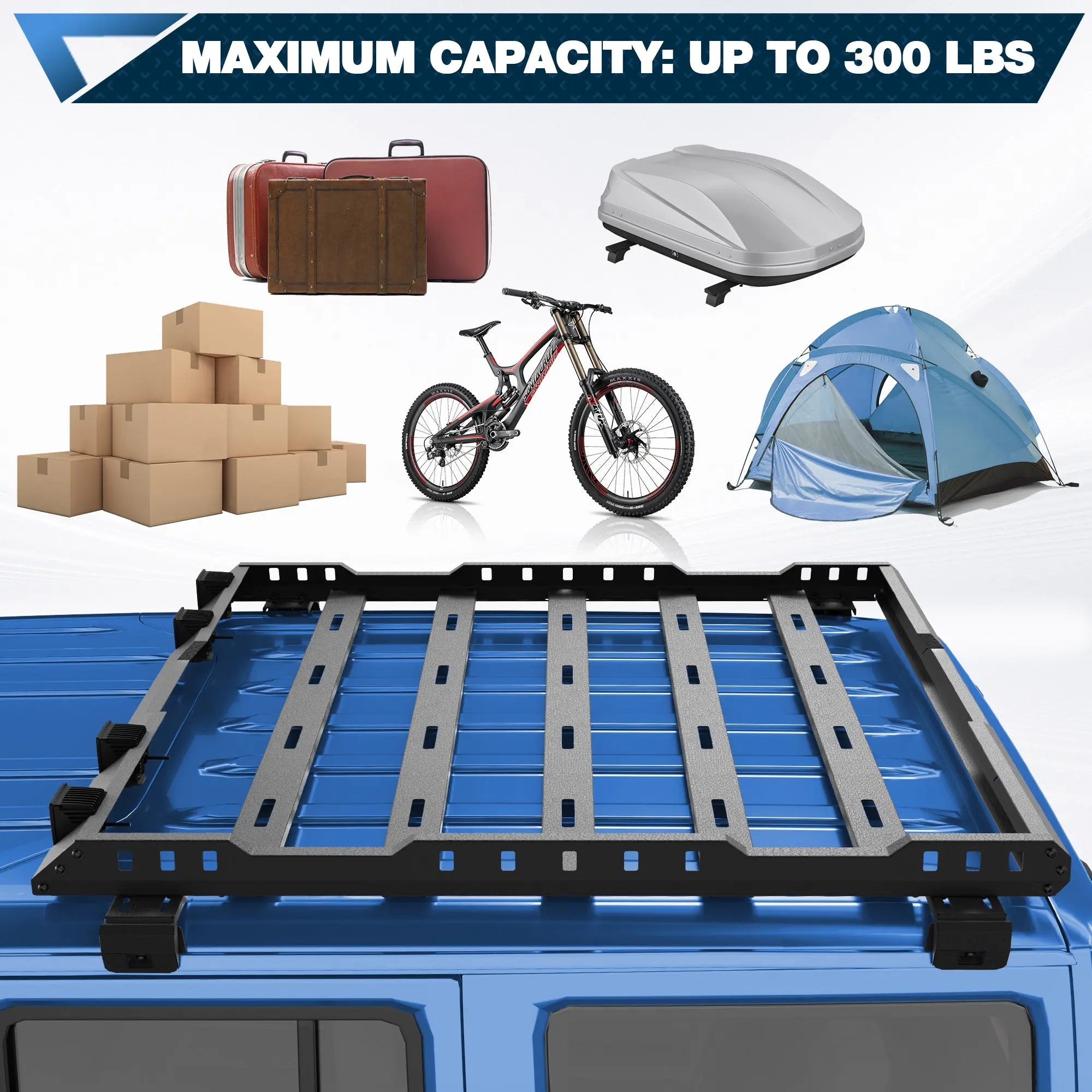 Roof Rack Cargo Basket for 2019-2024 Jeep Wrangler JL Unlimited 4-Door Hardtop Heavy Duty Steel Luggage Carrier POFENZE