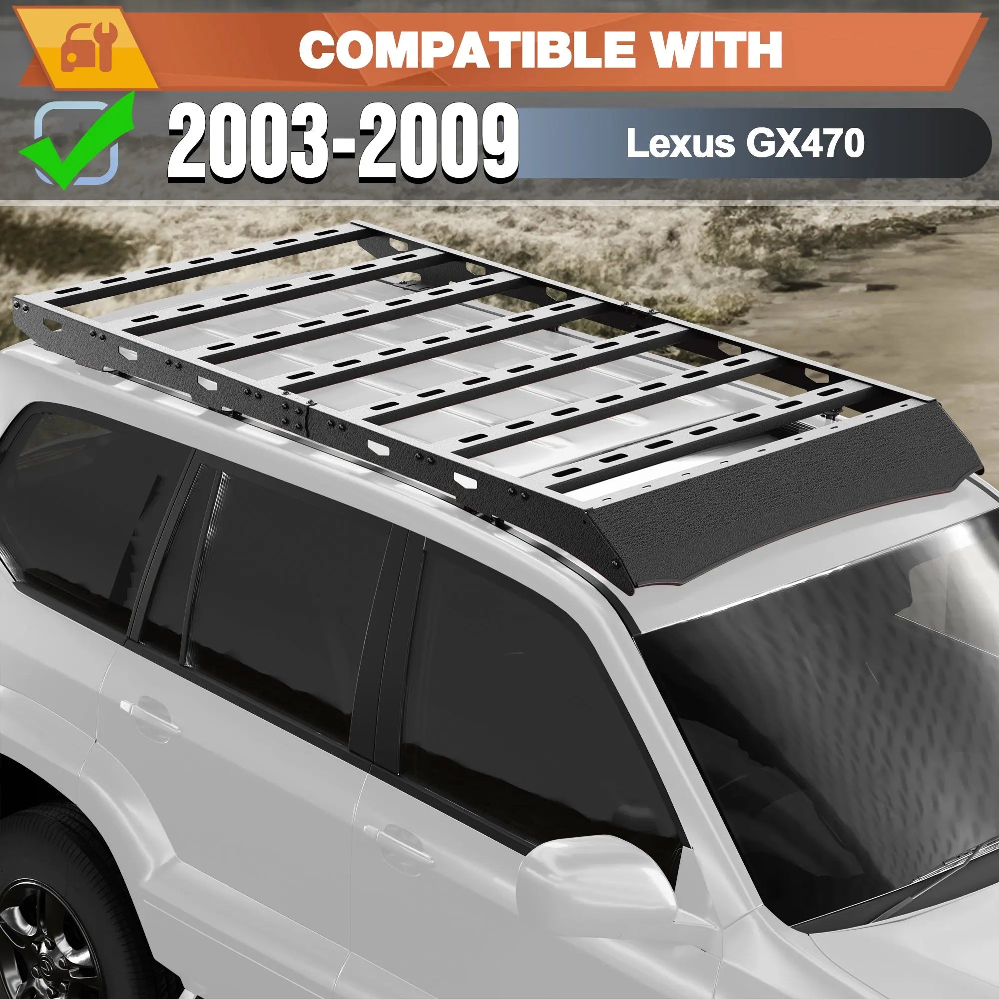 Roof Rack Compatible for 2003-2009 GX470 Heavy Duty Basket Cargo Carriers Luggage Storage Holder Carbon Steel Cross Bars POFENZE
