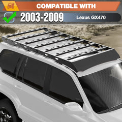Roof Rack Compatible for 2003-2009 GX470 Heavy Duty Basket Cargo Carriers Luggage Storage Holder Carbon Steel Cross Bars POFENZE