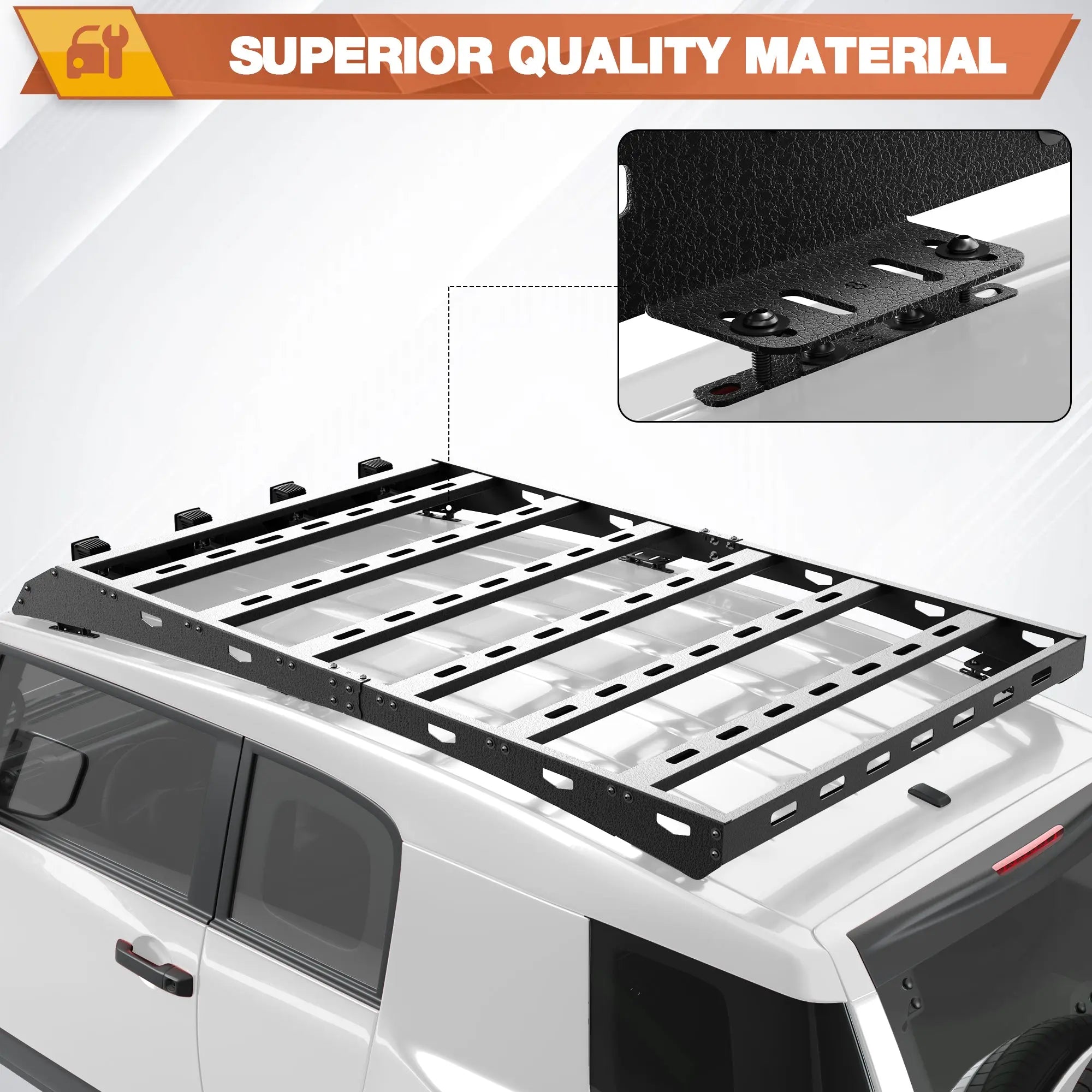 Roof Rack Compatible for 2006-2014 Toyota FJ Cruiser Heavy Duty Basket Cargo Carriers Luggage Storage Holder Carbon Steel Cross Bars POFENZE