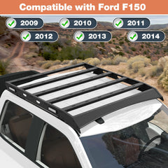 Roof Rack Top Cargo Carrier Heavy Duty Luggage Basket with Side LED Lights for 2009-2014 Ford F150 POFENZE
