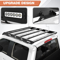 Roof Rack Top Cargo Carrier Heavy Duty Luggage Basket with Side LED Lights for 2009-2014 Ford F150 POFENZE