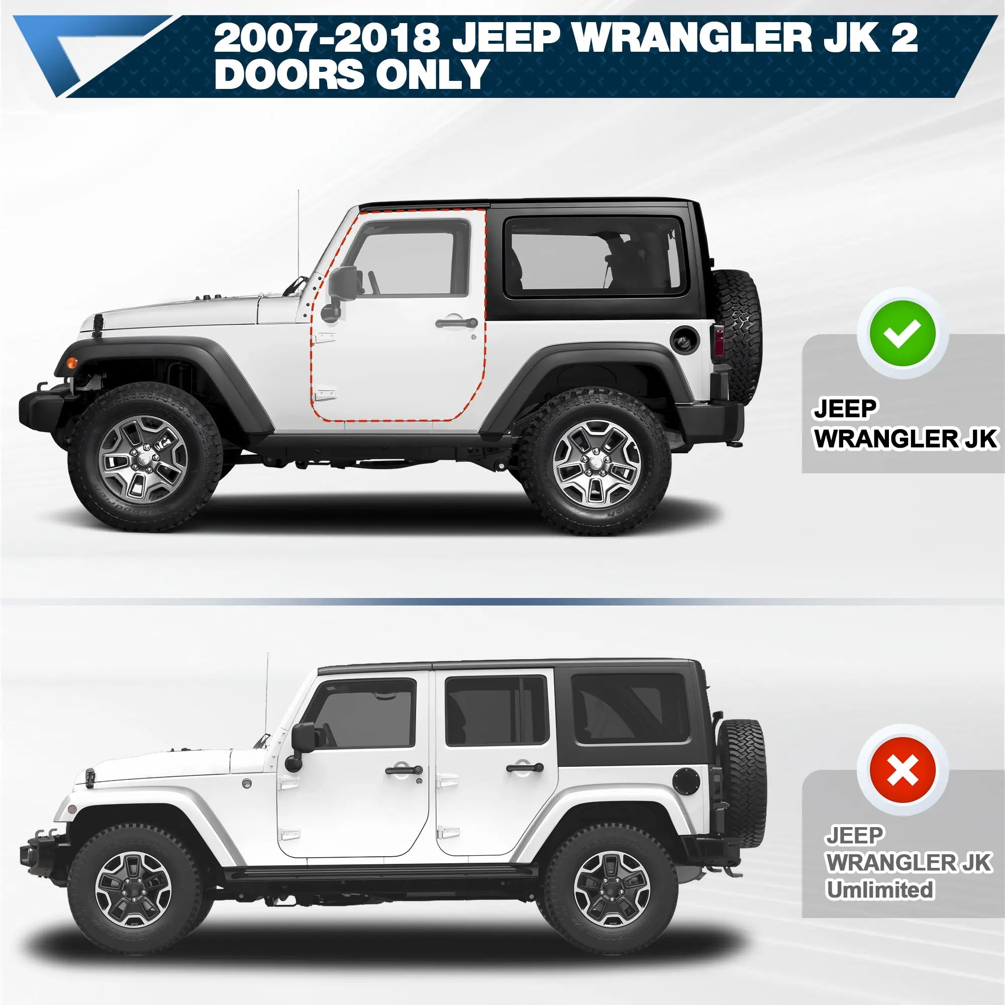 Running Board Steps Compatible with 2007-2018 Jeep Wrangler JK 2 Doors Only POFENZE
