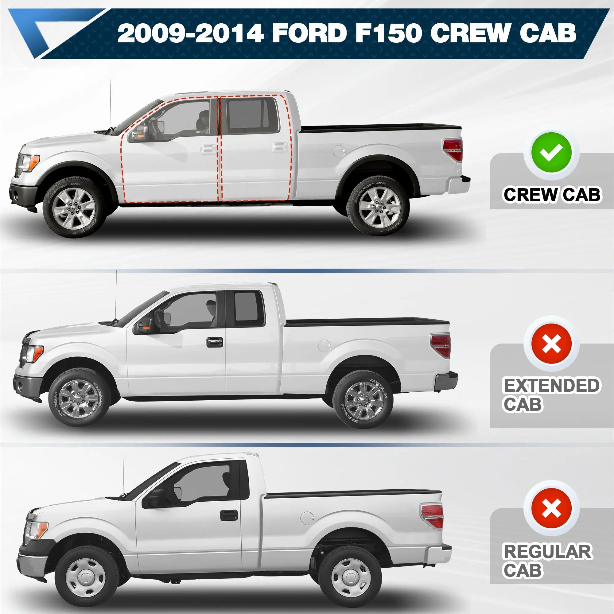 Running Boards 2 Raised Side Step for 2009-2014 F150 Crew Cab (4 Full Size Door) Powder Coated Black Nerf Bars POFENZE