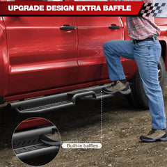 Running Boards Crew Cab Two Raised Side Step Compatible with 2007-2018 Chevy Silverado & GMC Sierra 1500, 2007-2019 Chevrolet Silverado & GMC Sierra 2500HD 3500HD(4 Doors Only) POFENZE