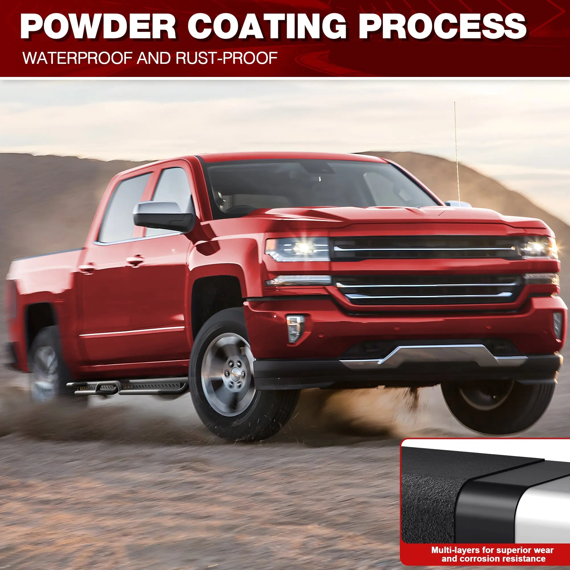 Running Boards Crew Cab Two Raised Side Step Compatible with 2007-2018 Chevy Silverado & GMC Sierra 1500, 2007-2019 Chevrolet Silverado & GMC Sierra 2500HD 3500HD(4 Doors Only) POFENZE